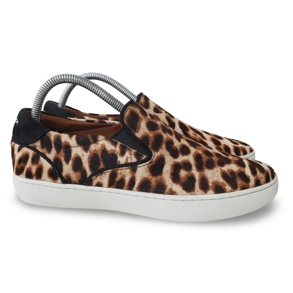 Tory Burch Leopard Print Calf Hair Slip-on Sneakers Womens 8.5M Skater Shoes‎